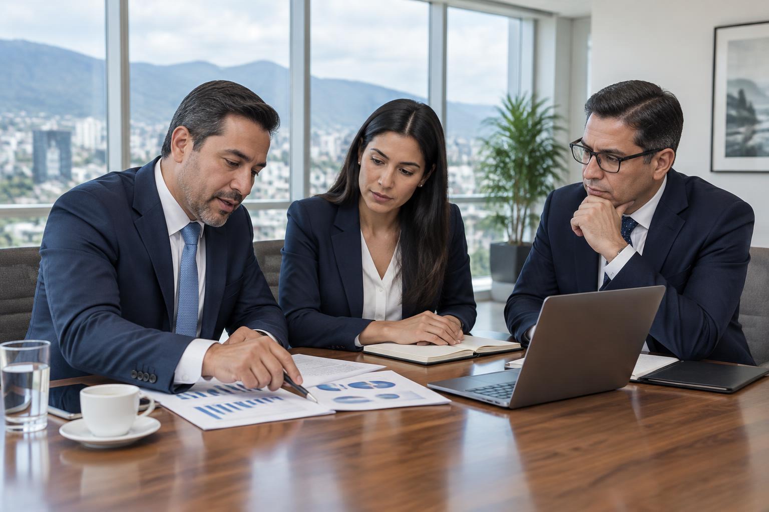 Ejecutivos revisando estados financieros