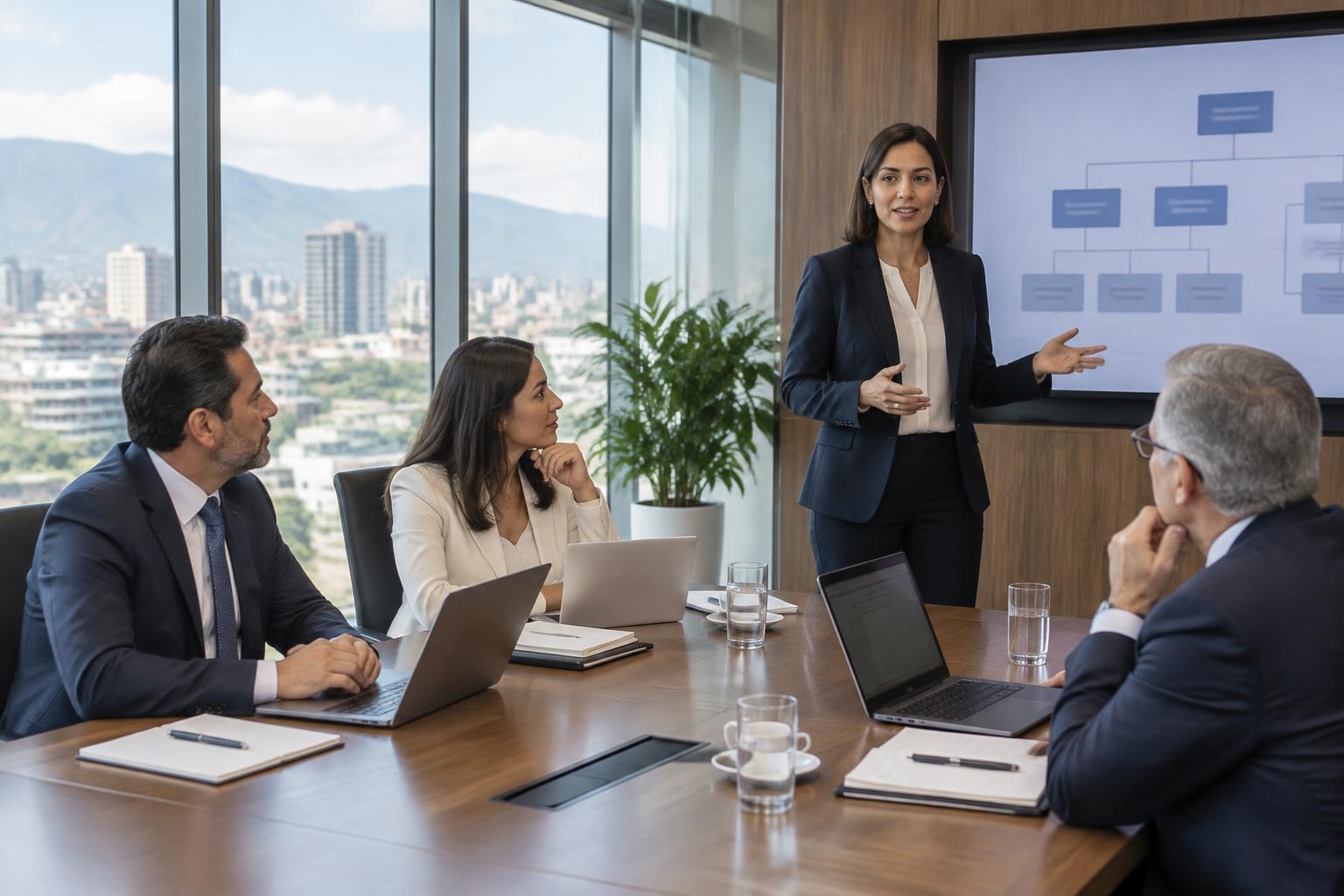 Directivos en una reunión de estrategia empresarial